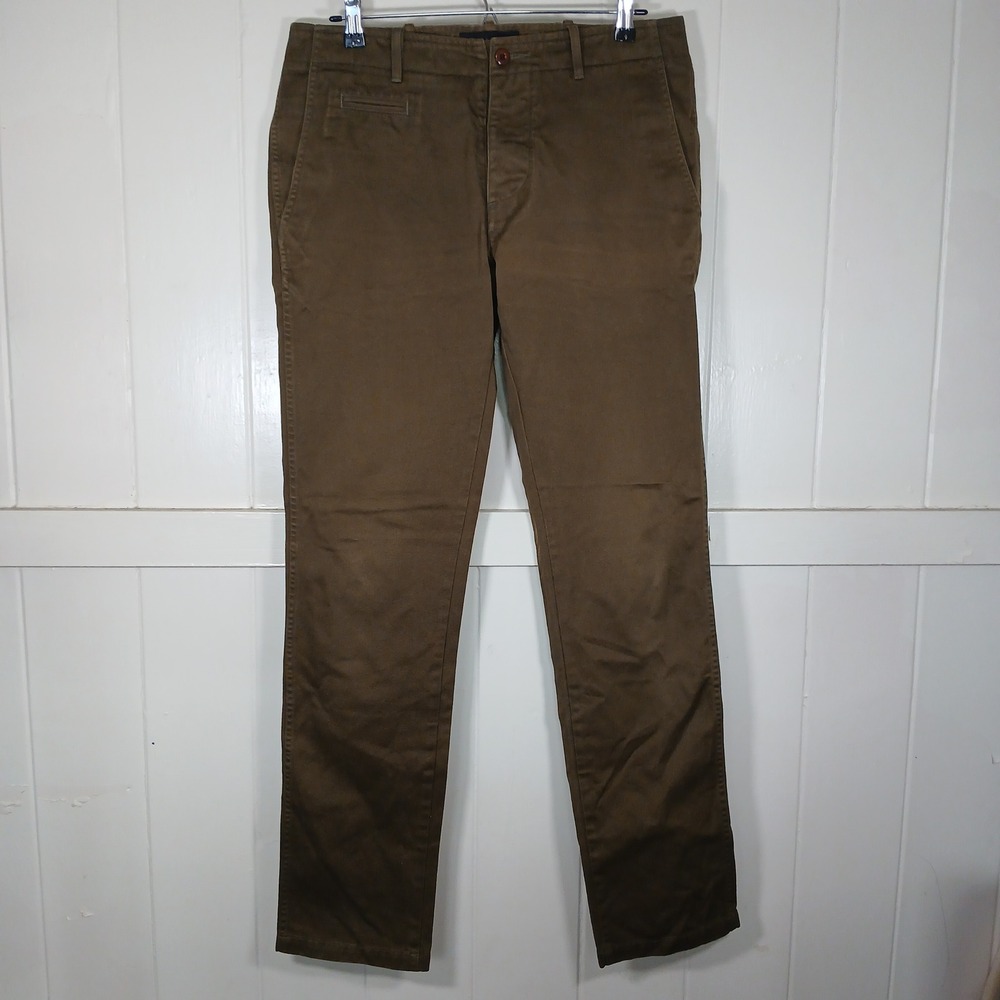 Wings + Horns Westpoint Chino Pants Mens 32 Brown Olive Made in Canada Slim Fit